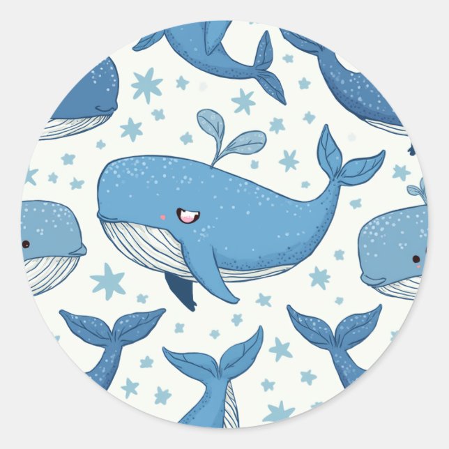 Rond sticker pour baleine mignonne (Devant)