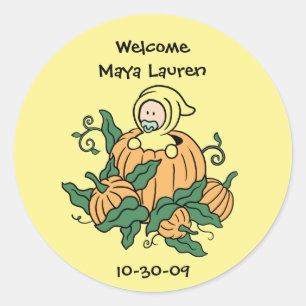 Rond Sticker pour bébé Citrouille d'automne - Baby show
