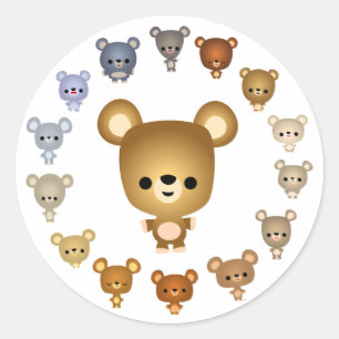 Rond Sticker pour bébé de l'ours de dessin mignon