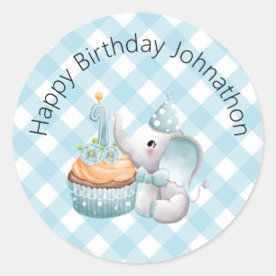 Rond Sticker pour bébé éléphant premier anniversaire Pl