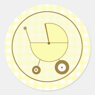 Rond Sticker pour bébé En vichy jaune