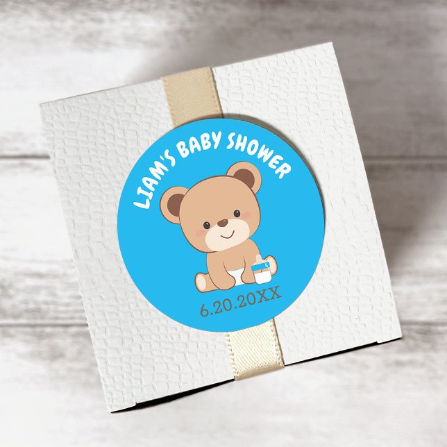 Rond Sticker pour bébé mignonne (arrière - plan bleu) (Créateur téléchargé)