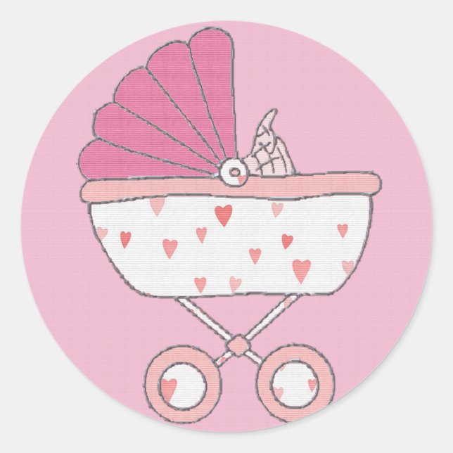 Rond Sticker pour bébé rose (Devant)
