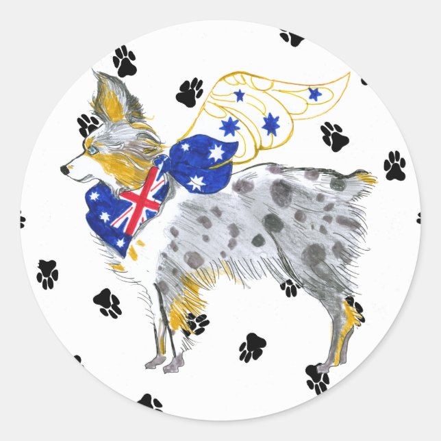 Rond Sticker pour berger australien de Gulliver's Angel (Devant)