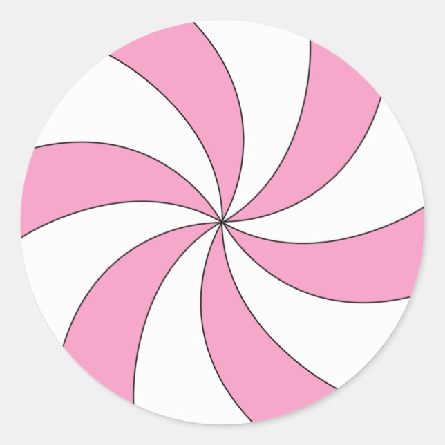 Rond Sticker pour bonbons rose et blanc (Devant)