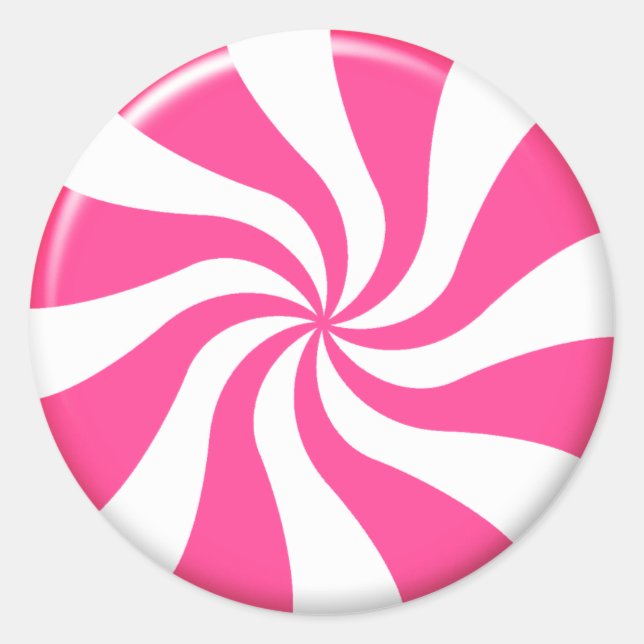 Rond Sticker Pour Bonbons Rose Et Blanc Tourné (Devant)