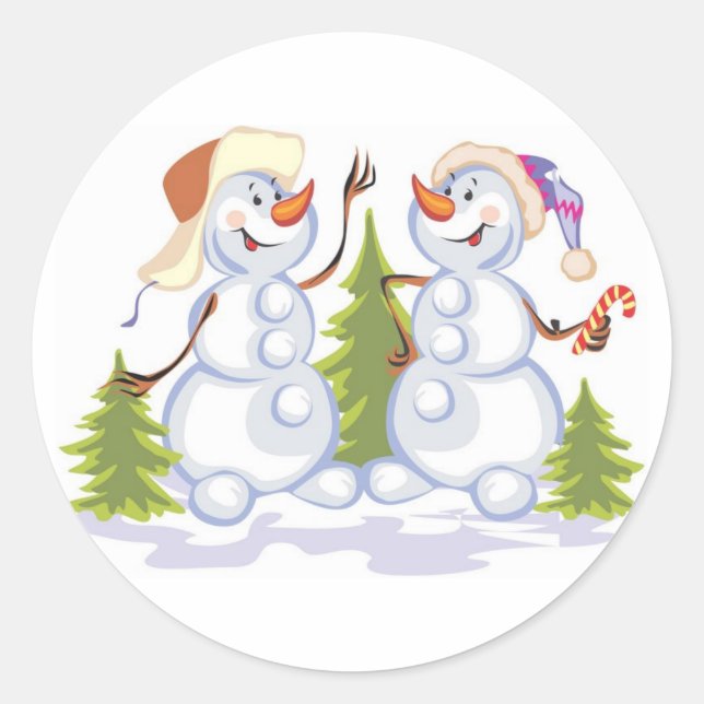 Rond sticker pour bonhomme de neige de Noël (Devant)