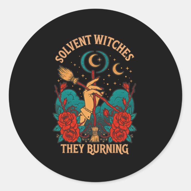 Rond Sticker pour brûler des sorcières de solvants (Devant)