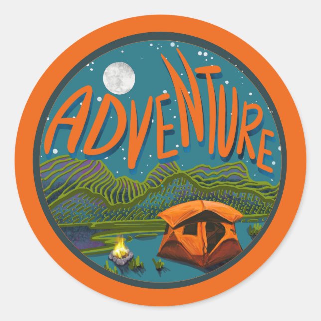 Rond Sticker pour camping aventure (Devant)