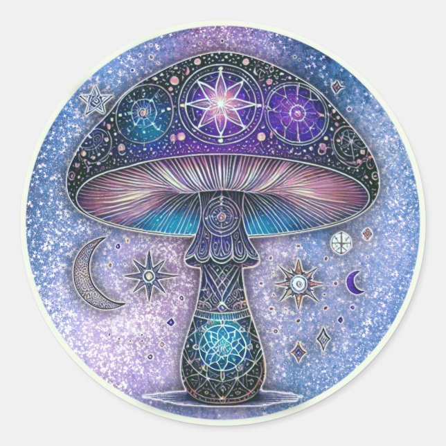 Rond Sticker pour champignon céleste Conception cosmiqu (Devant)