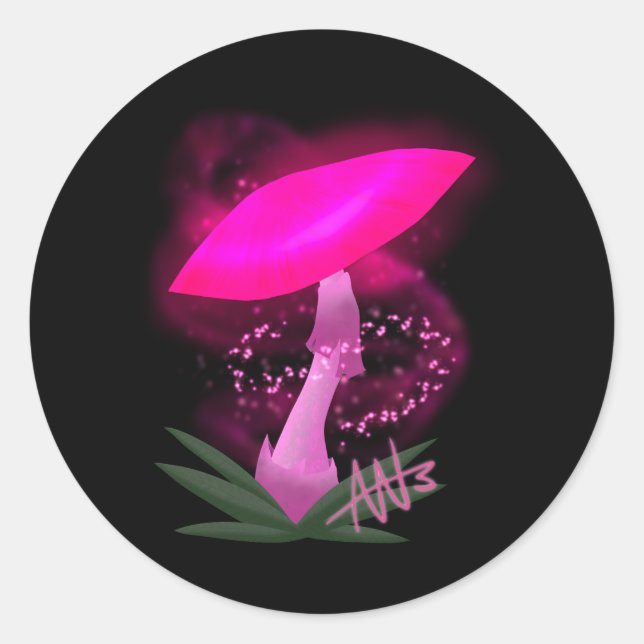 Rond Sticker pour champignon rose (Devant)