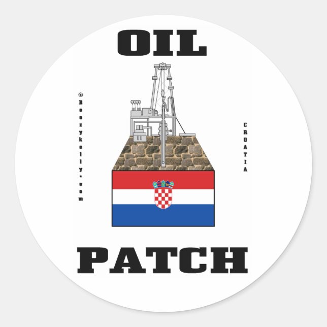 Rond Sticker pour champs pétroliers croates, Drapeau cr (Devant)