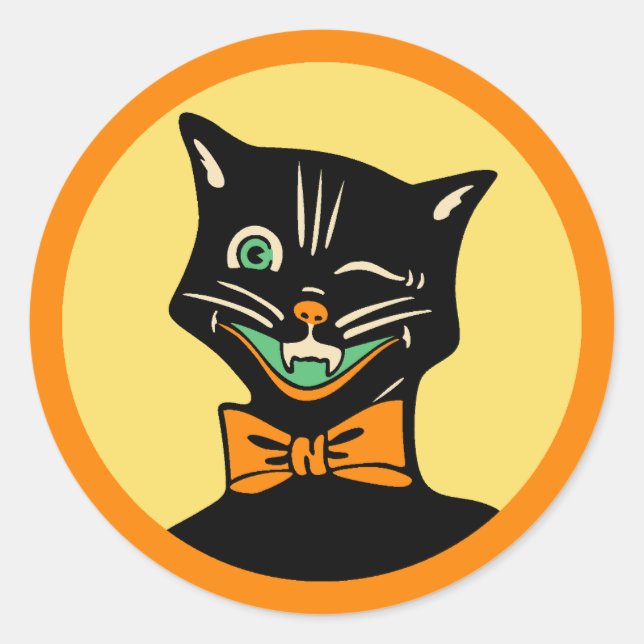 Rond Sticker pour chat Art déco vintage (Devant)