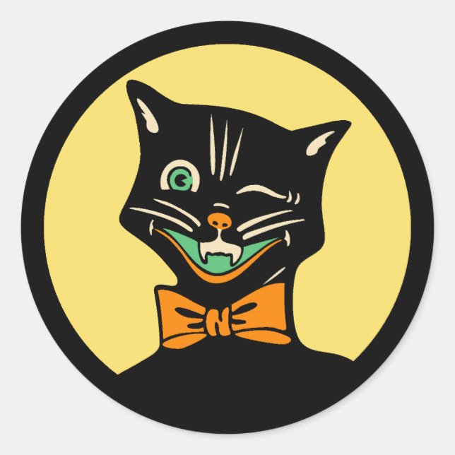 Rond Sticker pour chat Art déco vintage (Devant)