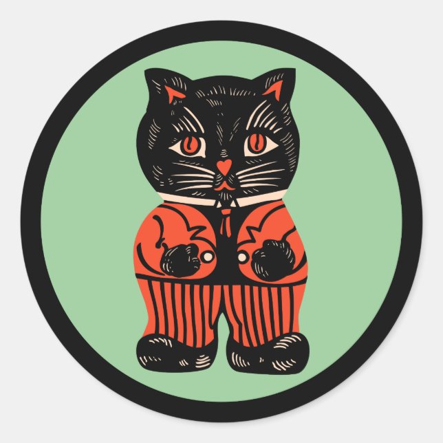 Rond Sticker pour chat Halloween vintage (Devant)