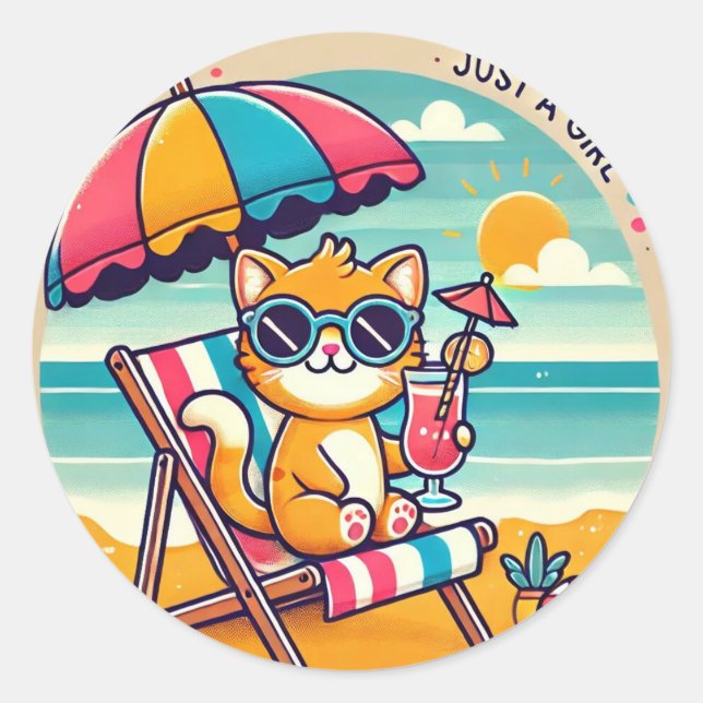 Rond Sticker pour chat mignon (Devant)