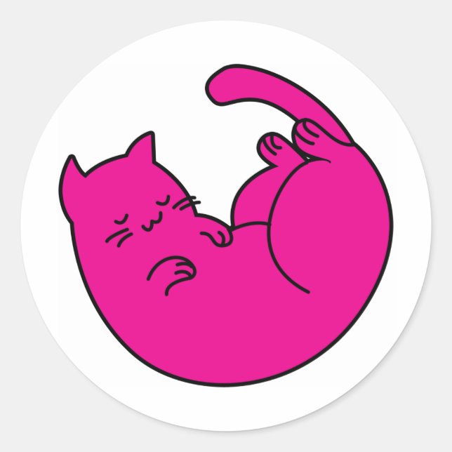 Rond Sticker pour chat rose couché (Devant)