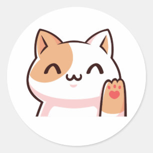 Rond Sticker pour chats à agiter Brown et blanc