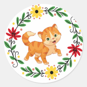 Rond Sticker pour chats à fleurs