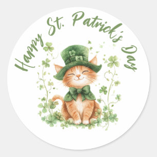 Rond Sticker pour chats de la fête Saint-Patrick Leprec