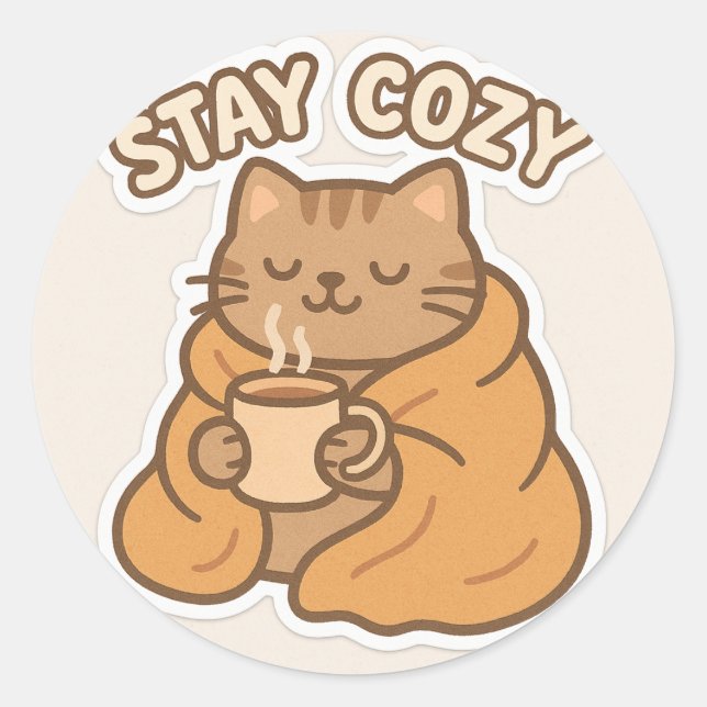 Rond Sticker pour chats de séjour confortable - Design  (Devant)