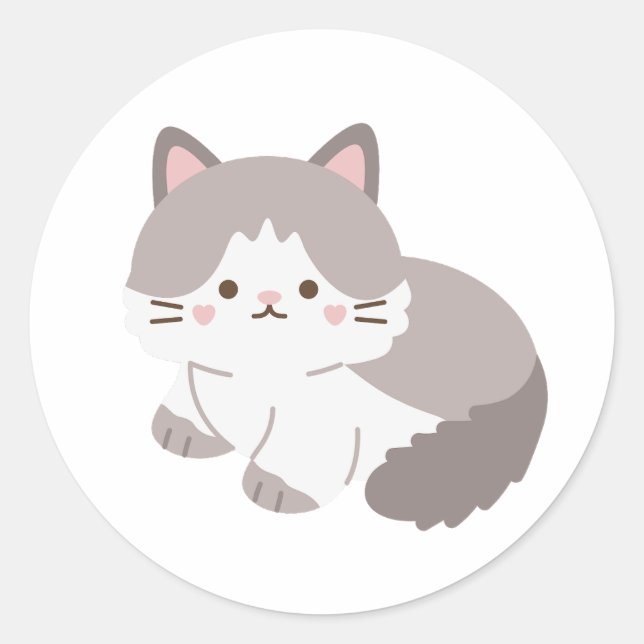Rond Sticker pour chats gris et blanc (Devant)