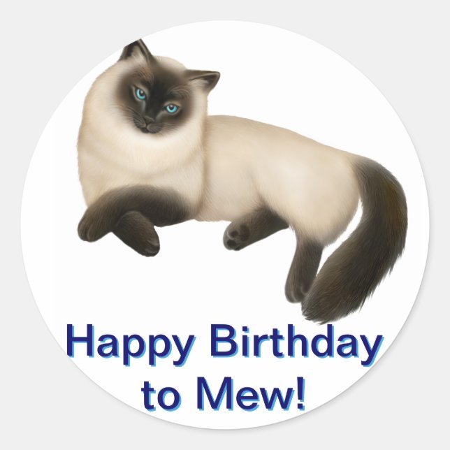 Rond Sticker pour chats siamois personnalisable (Devant)