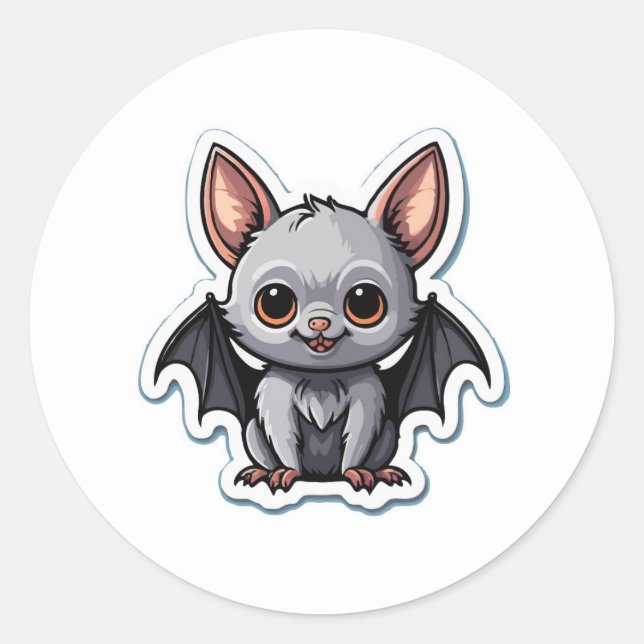 Rond Sticker pour chauve-souris adorable pour bébé - Cu (Devant)