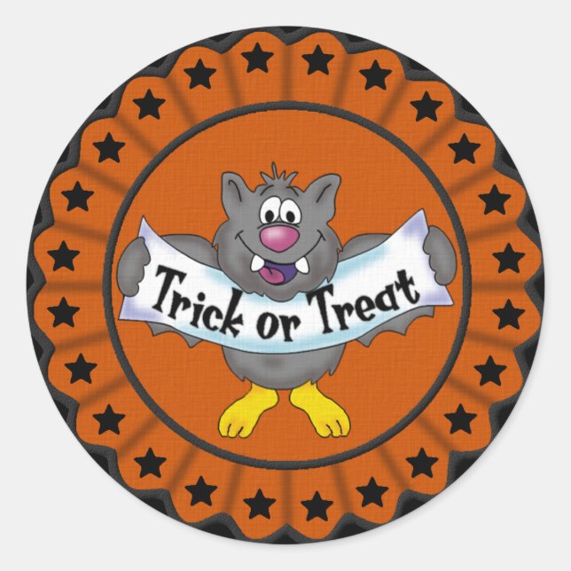 Rond Sticker pour chauve-souris d'Halloween (Devant)