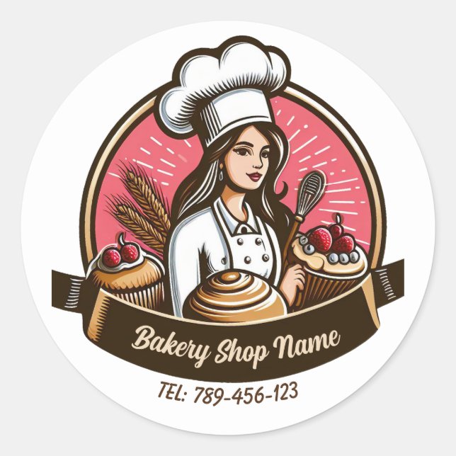 Rond Sticker pour chef pâtissier - Magasin de boulanger (Devant)