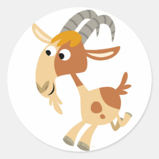 Rond Sticker pour chèvre coureur de dessin mignon