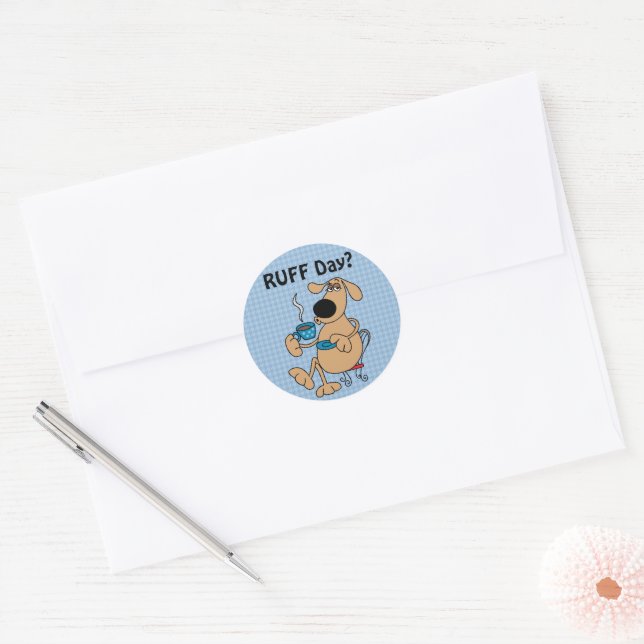 Rond Sticker pour chien de café, brillant, 1½ pouce (fe (Enveloppe)