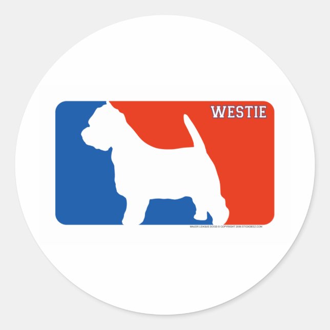 Rond Sticker pour chien de la Ligue majeure de Westie (Devant)