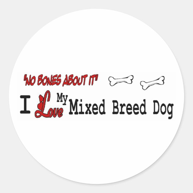 Rond Sticker pour chien de race mixte (I Love) (Devant)