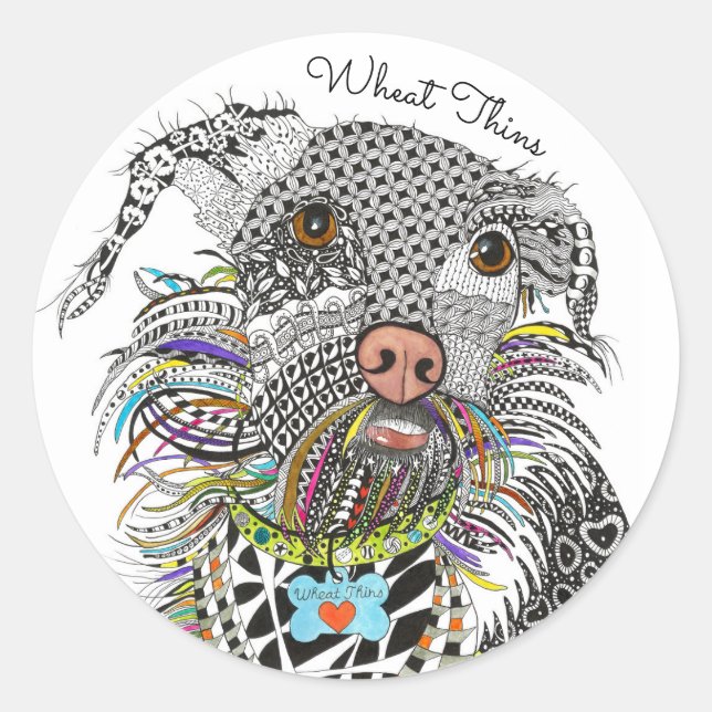 Rond Sticker pour chien de Terrier de race mixte mignon (Devant)