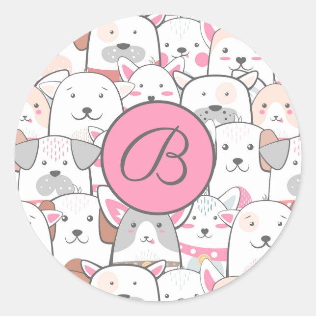 Rond Sticker pour chiens mignons (Devant)