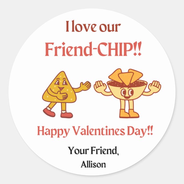 Rond Sticker pour Chip Valentine pour la fête de classe (Devant)