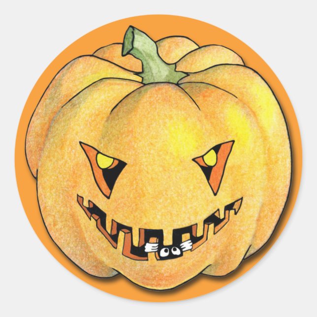 Rond Sticker pour Citrouille de marque ou de traitement (Devant)