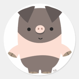 Rond Sticker pour cochon cartonné mignon