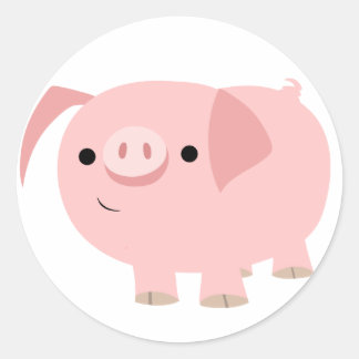 Rond Sticker pour cochon de dessin mignon