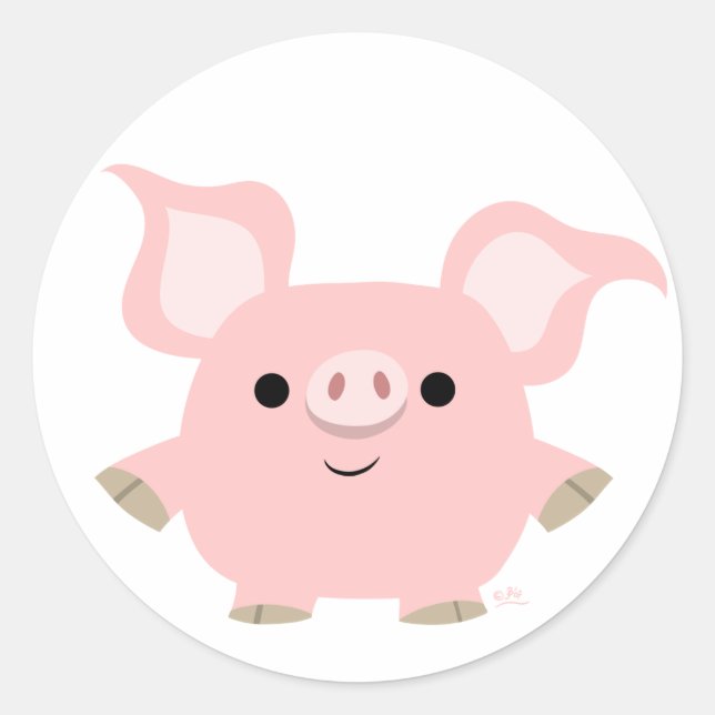 Rond Sticker pour cochon de dessin très court (Devant)