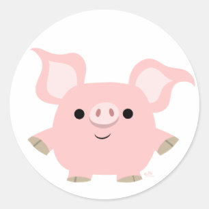 Rond Sticker pour cochon de dessin très court