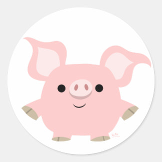 Rond Sticker pour cochon de dessin très court