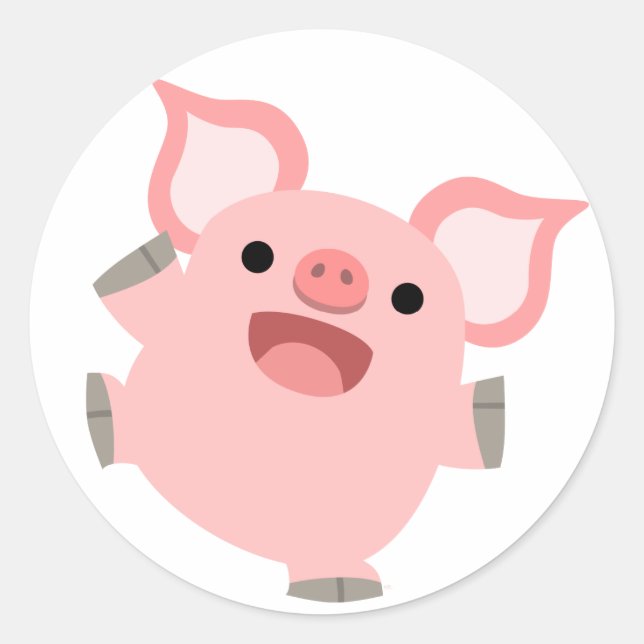 Rond Sticker pour cochon joyeux (Devant)