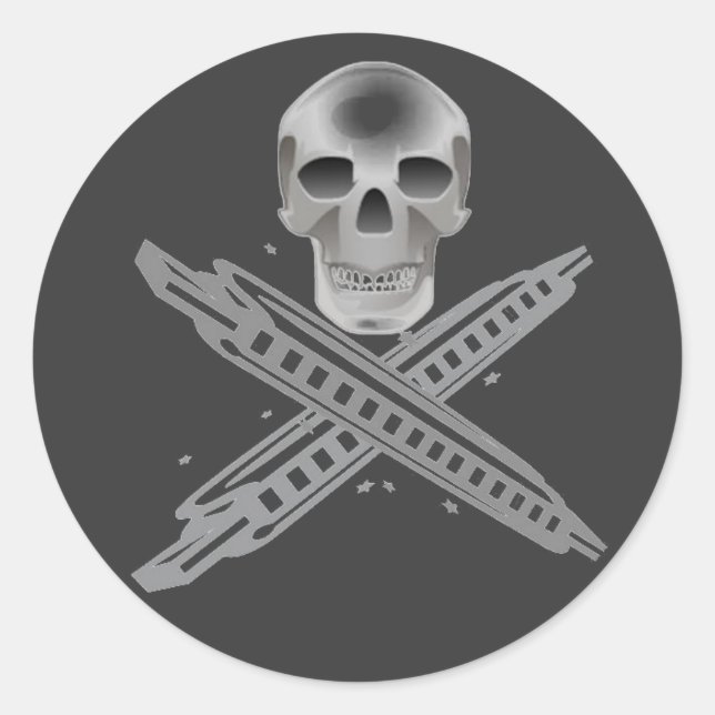 Rond Sticker pour crâne et os (Devant)