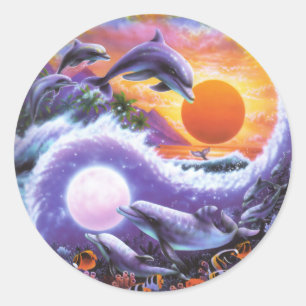 Rond Sticker pour dauphins