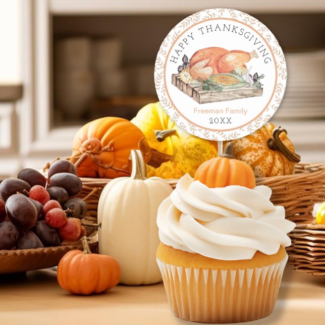 Rond Sticker pour dîner bon thanksgiving Turquie (Fun Thanksgiving Favor)