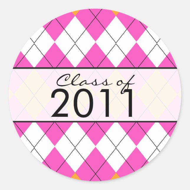 Rond Sticker pour diplôme Jacquard rose et orange (Devant)