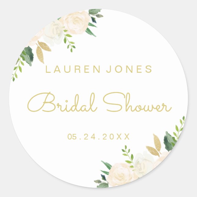 Rond Sticker pour douche nuptiale rose or Floral (Devant)