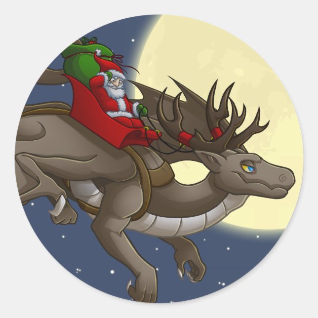 Rond Sticker pour dragon de Noël (Devant)